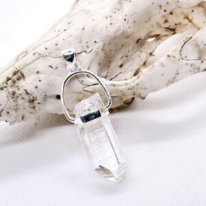 STERLING Silver Lemurian Crystal Healing Pendant Necklace